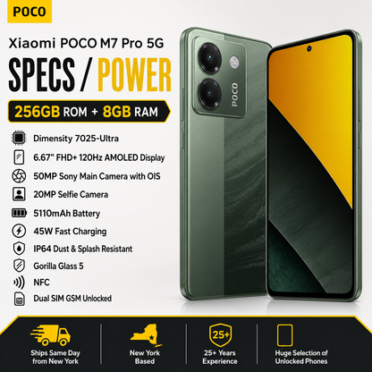 Xiaomi Poco M7 Pro 5G Dual SIM 256GB ROM 8GB RAM GSM Unlocked - Green