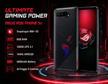Asus ROG Phone 5s ZS676KS 5G 128GB 8GB RAM Dual SIM GSM Unlocked - Black