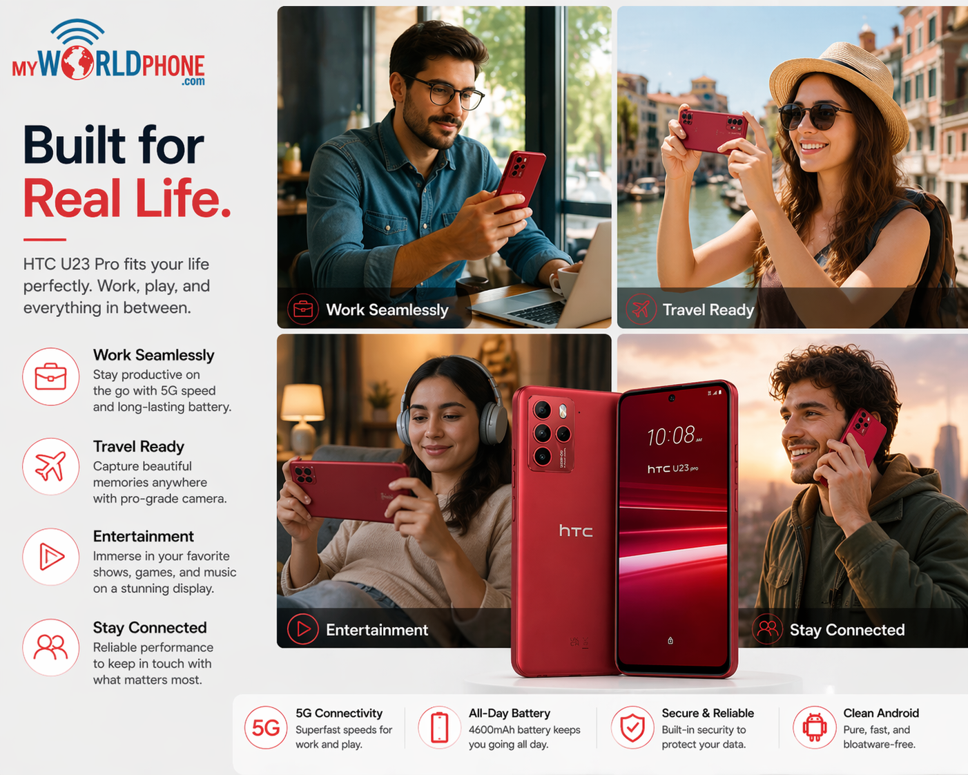 HTC U23 Pro 5G Dual SIM 256GB ROM 12GB RAM GSM Unlocked – Red