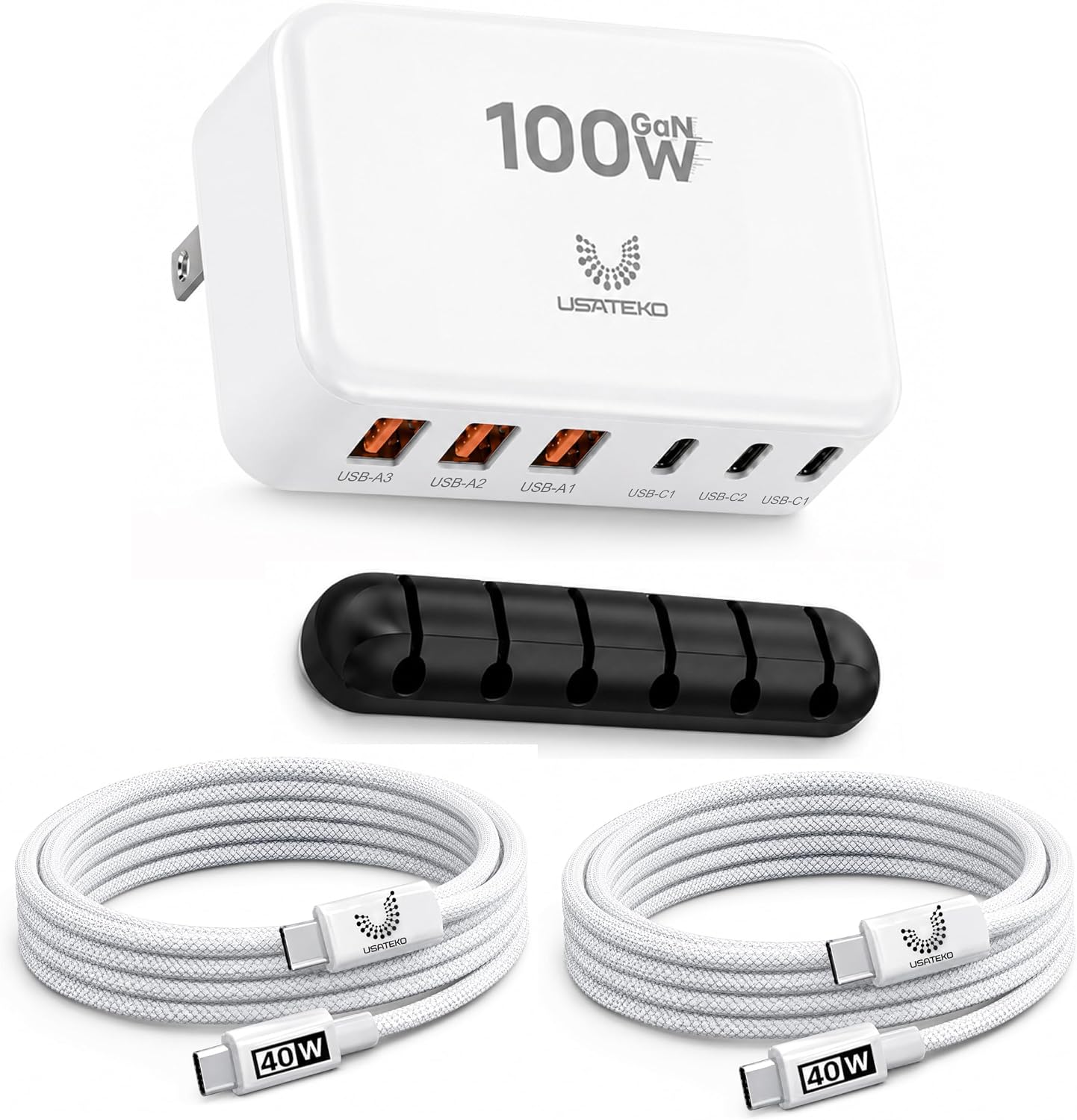 100W GaN 6-Port USB-C Fast Charging Station with PD 3.0 & QC 3.0 for iPhone, Samsung, iPad and Tablets