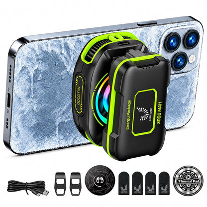 JS85 Phone Cooler for Gaming, Magnetic 3000mAh RGB Fan for iPhone & iPad