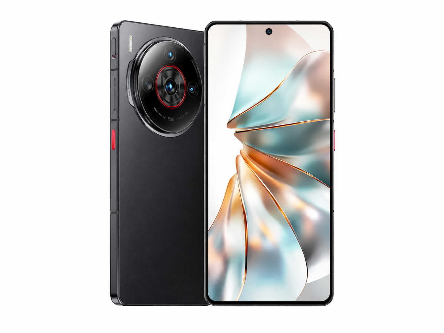 Black smartphone showing front display and rear dual cameras