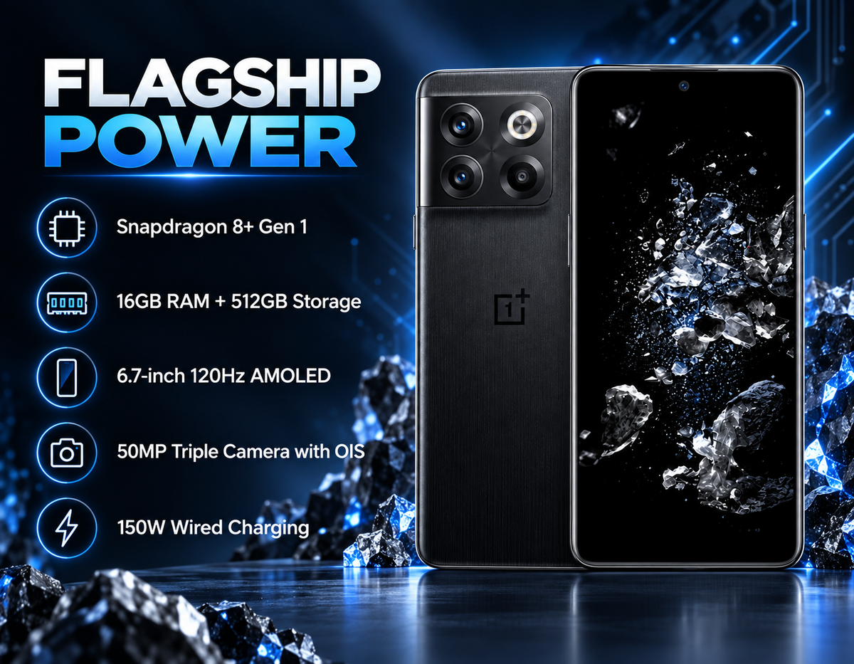 OnePlus Ace Pro 10T Black smartphone front and back with triple camera array