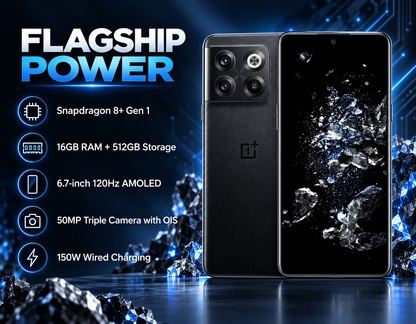 OnePlus Ace Pro 10T Black smartphone front and back with triple camera array