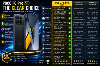 Xiaomi Poco F8 Pro 5G 512GB ROM 12GB RAM Dual SIM GSM Unlocked - Black
