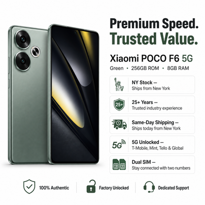 Xiaomi Poco F6 5G 256GB ROM 8GB RAM Dual SIM GSM Unlocked - Green