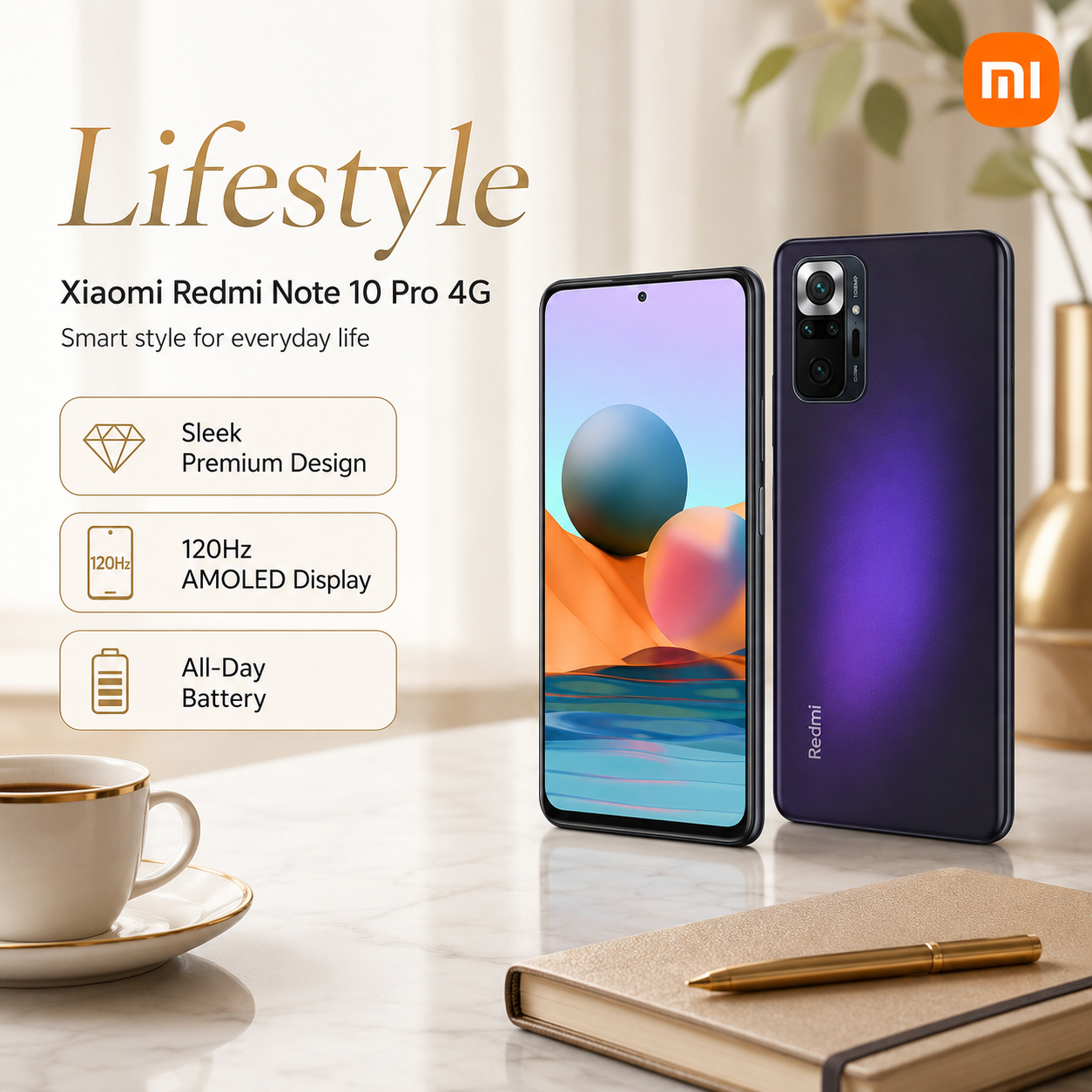 Xiaomi Redmi Note 10 Pro 4G Dual SIM LTE 256GB 8GB RAM GSM Unlocked - Nebula Purple