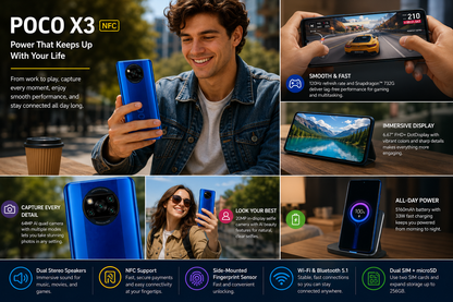 Xiaomi Poco X3 NFC 128GB, 6GB RAM, GSM LTE Unlocked - Cobalt Blue