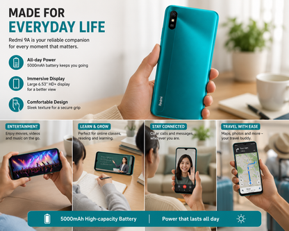 Xiaomi Redmi 9A Dual Sim 32GB 2GB RAM GSM Unlocked - Peacook Green