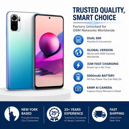 Xiaomi Redmi Note 10s 64GB 6GB RAM Dual SIM GSM Unlocked - Ocean blue