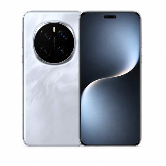 Close-up grey smartphone front and silver back with triple camera