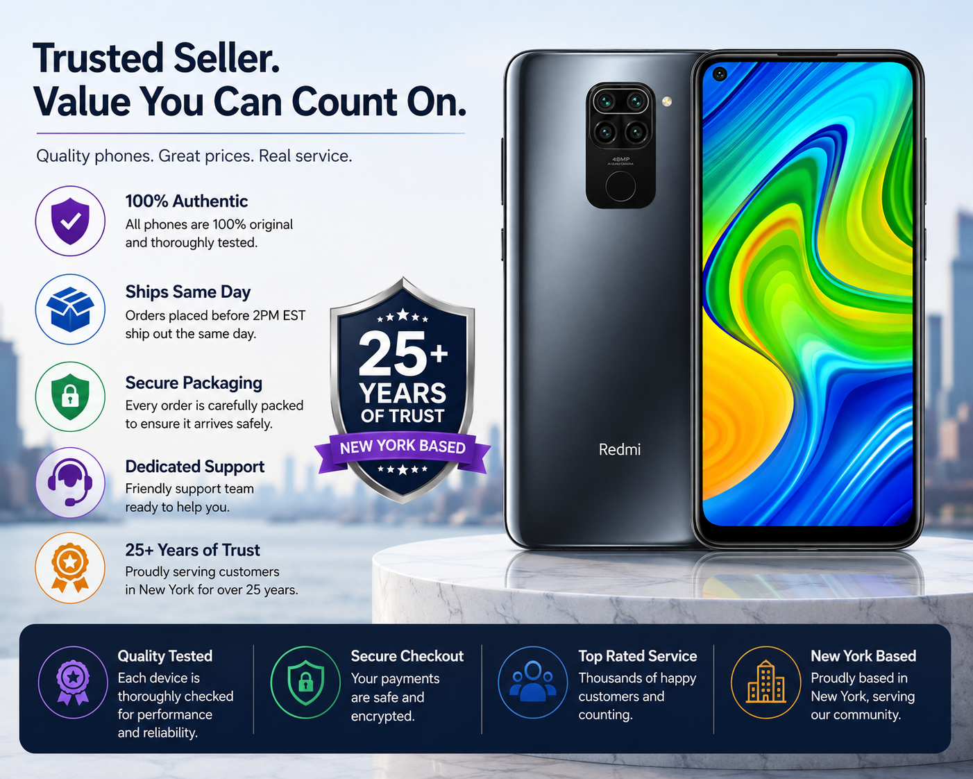 Xiaomi Redmi Note 9 4GB RAM + 128GB, 48MP Quad Camera Unlocked - Onyx Black