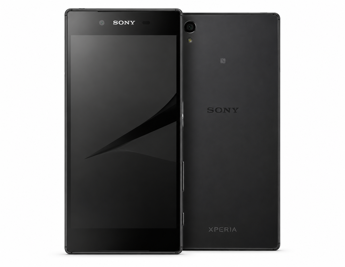 Black Sony Xperia Z5 Premium LTE smartphone, front and back view.
