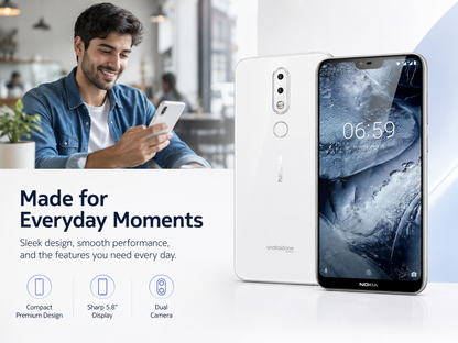 Nokia 6.1 Plus TA-1103 Dual SIM 64GB ROM 4GB RAM GSM Unlocked - White