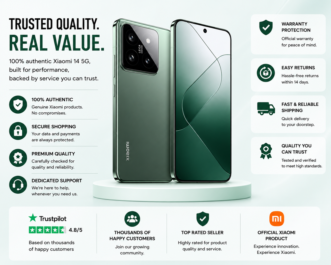 Xiaomi 14 5G 512GB ROM 12GB RAM Dual SIM GSM Unlocked - Green