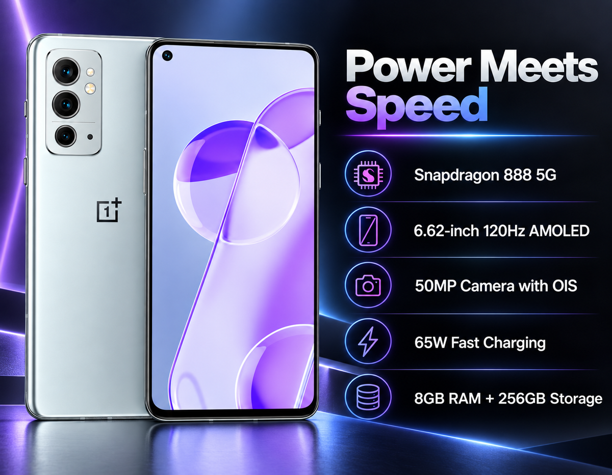 OnePlus 9RT 5G 256GB 8GB RAM MT2110 Dual SIM GSM Unlocked China Version - Silver