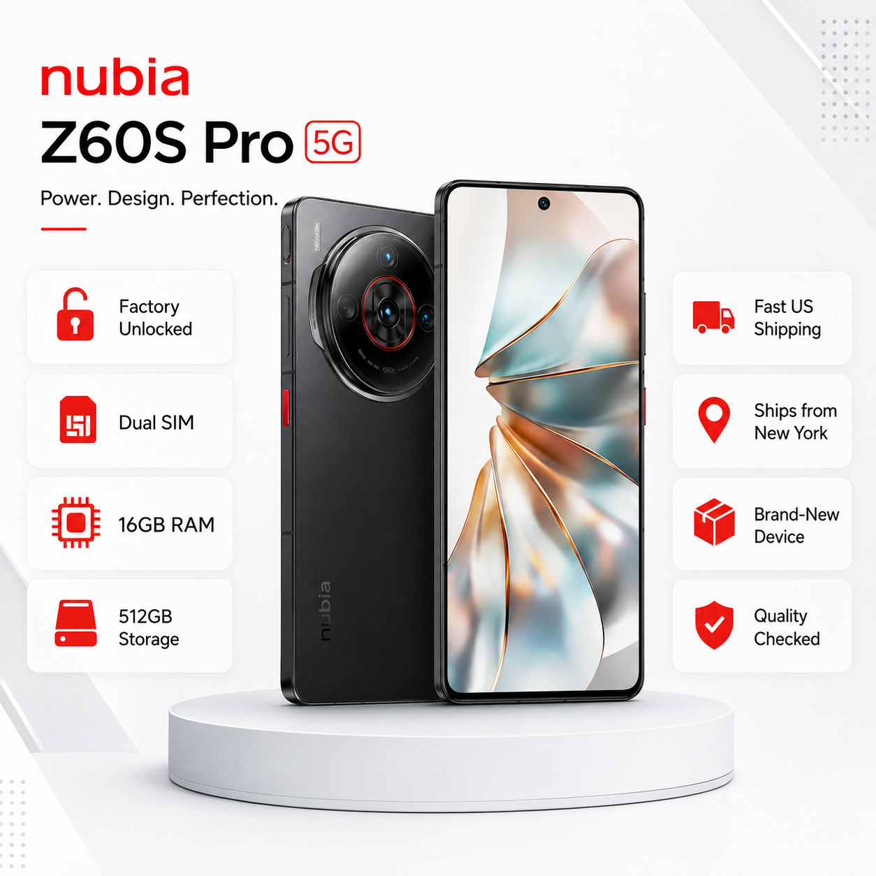 Nubia Z60S Pro 5G 512GB 16GB RAM Dual SIM Unlocked - Black