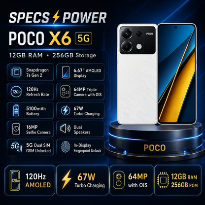Xiaomi Poco X6 5G 256GB ROM 12GB RAM Dual SIM GSM Unlocked - White