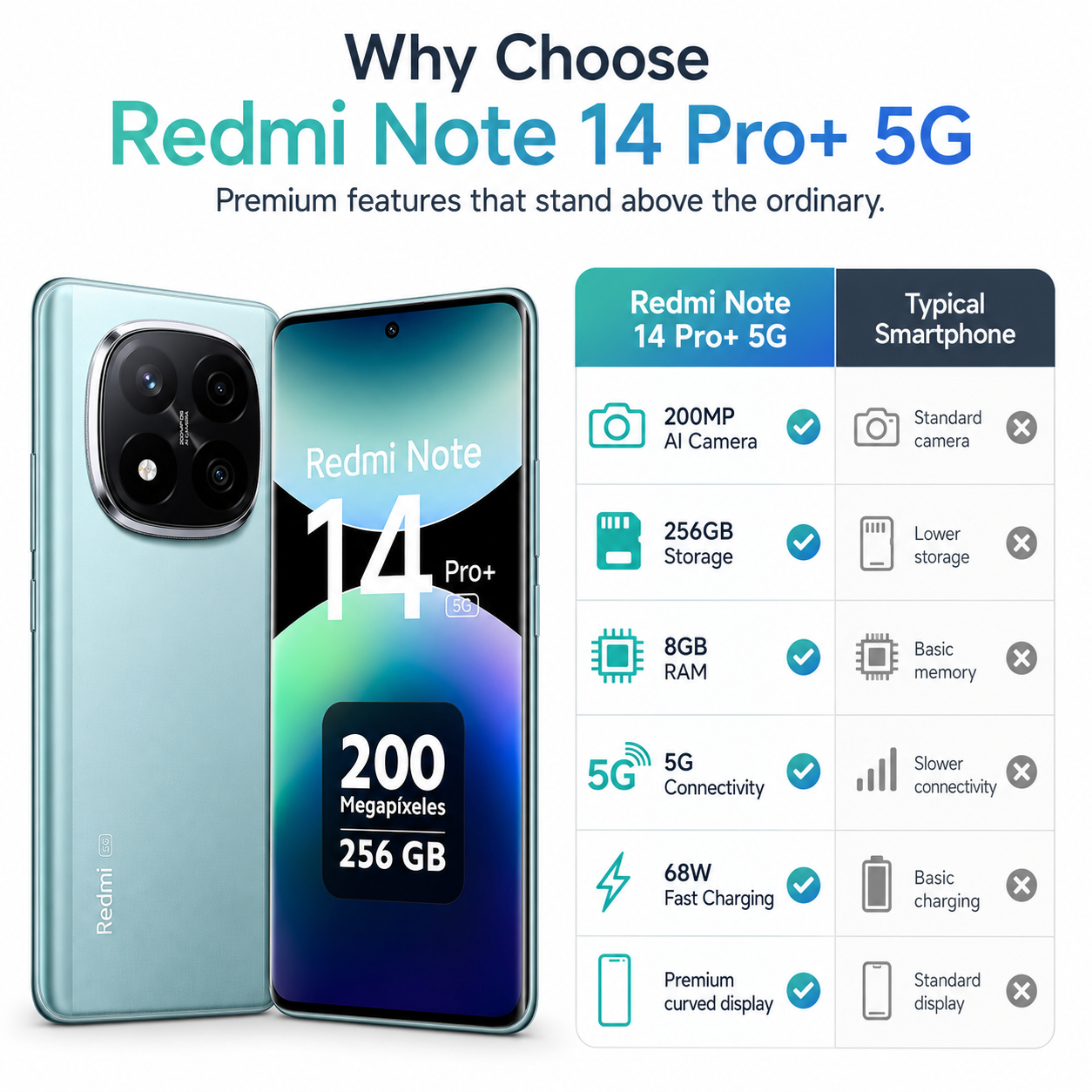 Xiaomi Redmi Note 14 Pro Plus 5G 256GB ROM 8GB RAM Dual SIM GSM Unlocked - Frost Blue