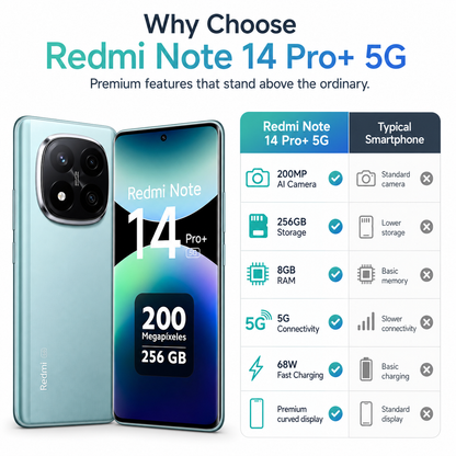Xiaomi Redmi Note 14 Pro Plus 5G 256GB ROM 8GB RAM Dual SIM GSM Unlocked - Frost Blue
