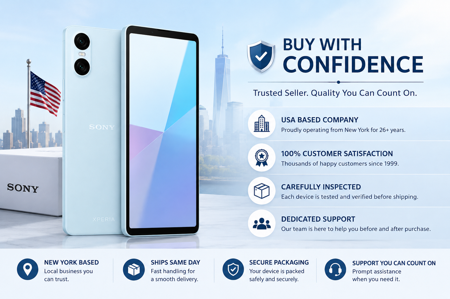 Sony Xperia 10 VI 5G XQ-ES72 128GB ROM 8GB RAM Dual SIM GSM Unlocked – Blue
