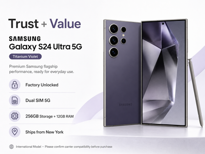 Galaxy S24 Ultra titanium violet smartphone, factory unlocked, Dual SIM 5G