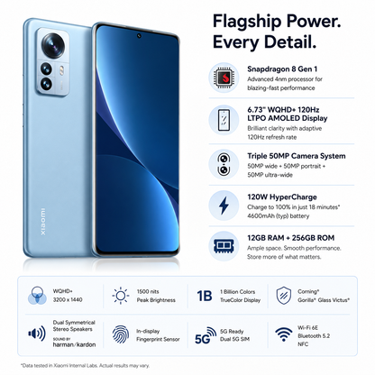 Xiaomi 12 Pro 5G Dual SIM 256GB ROM 12GB RAM GSM Unlocked - Blue