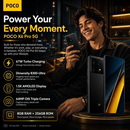 Xiaomi Poco X6 PRO 5G 256GB ROM 8GB RAM Dual SIM GSM Unlocked - Black