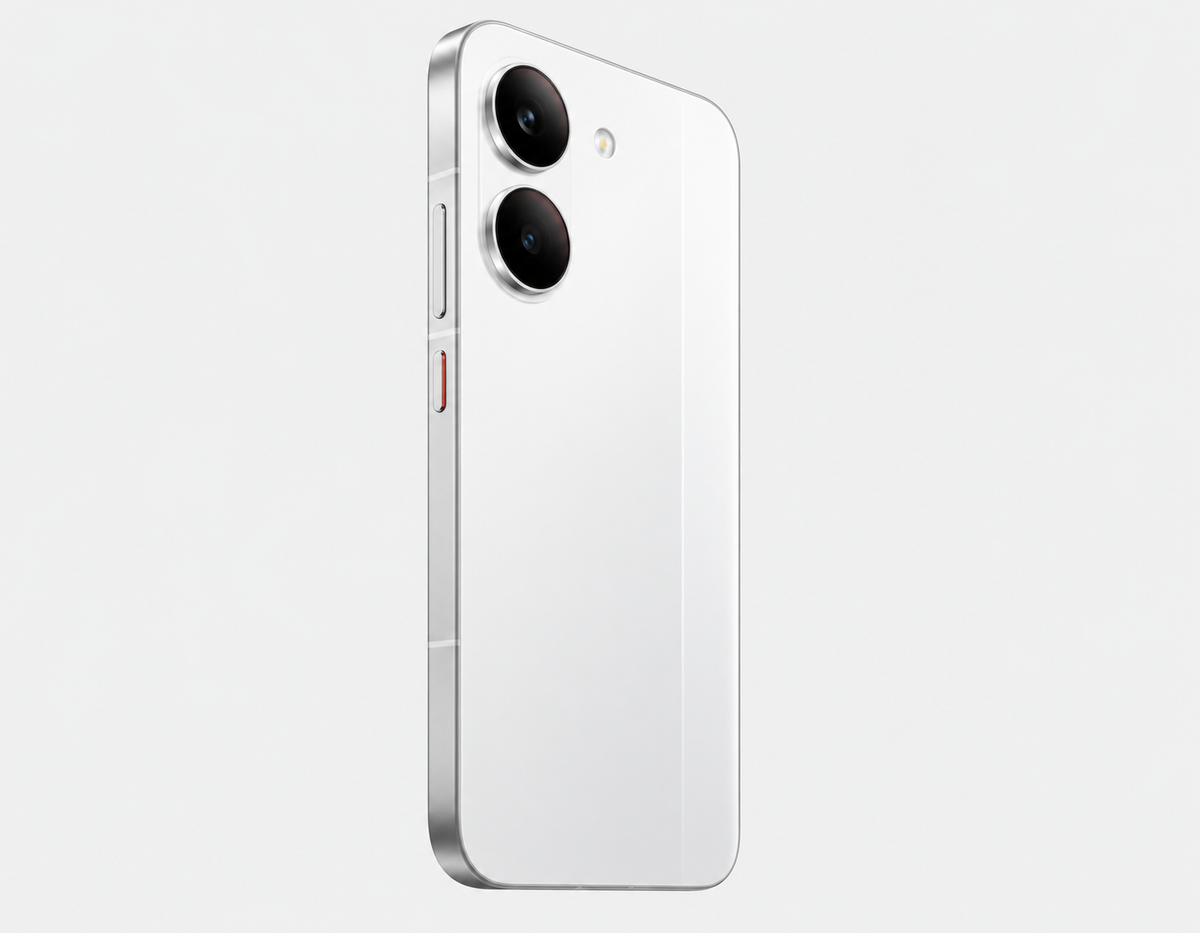 Xiaomi Poco X8 PRO 5G White smartphone back with dual-lens camera module and vertical antenna line