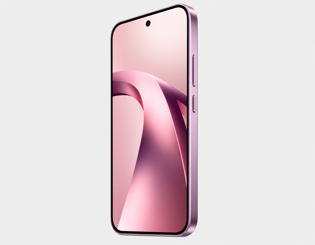 XIAOMI Mi 17T 5G Violet smartphone angled side view showing slim frame and side button positions.