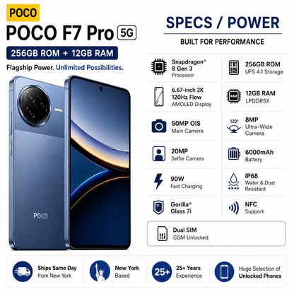 Xiaomi Poco F7 PRO 5G 256GB ROM 12GB RAM Dual sim GSM Unlocked - Blue