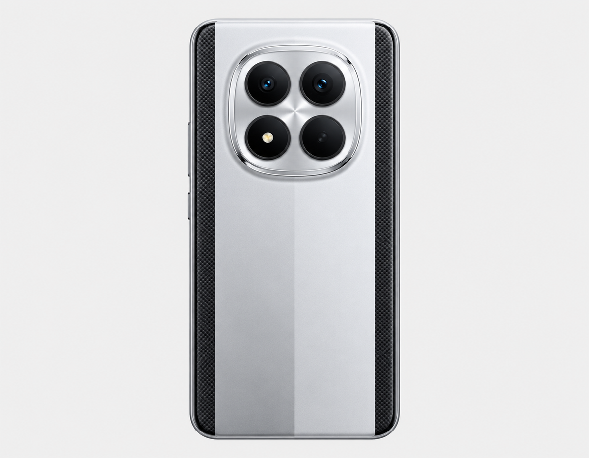Xiaomi Poco M8 5G  Silver smartphone back with triple camera module and flash