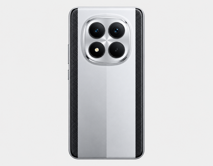 Xiaomi Poco M8 5G  Silver smartphone back with triple camera module and flash