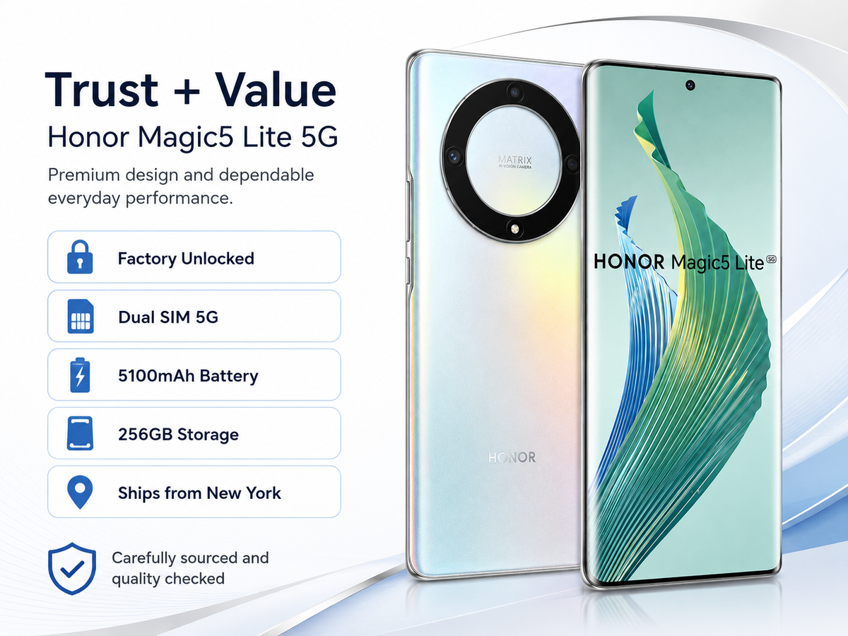 Silver factory-unlocked dual-SIM smartphone showing front and back cameras