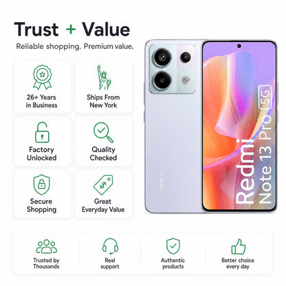 Xiaomi Redmi Note 13 Pro 5G Dual SIM 128GB ROM 8GB RAM Global GSM Unlocked - Aurora Purple