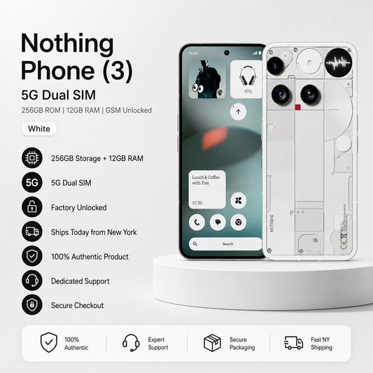 Nothing Phone (3) 5G 256GB ROM 12GB RAM Dual SIM GSM Unlocked - White