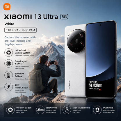 Xiaomi Mi 13 Ultra 5G 1TBGB ROM 16GB RAM Dual SIM GSM Unlocked - White