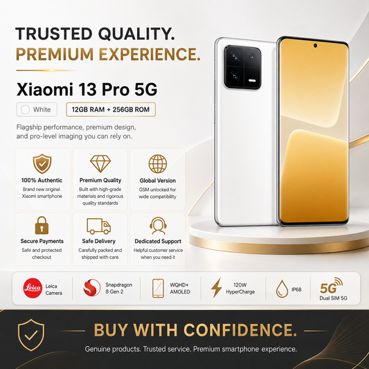 Xiaomi 13 Pro 5G Dual SIM 256GB ROM 12GB RAM Global GSM Unlocked - White