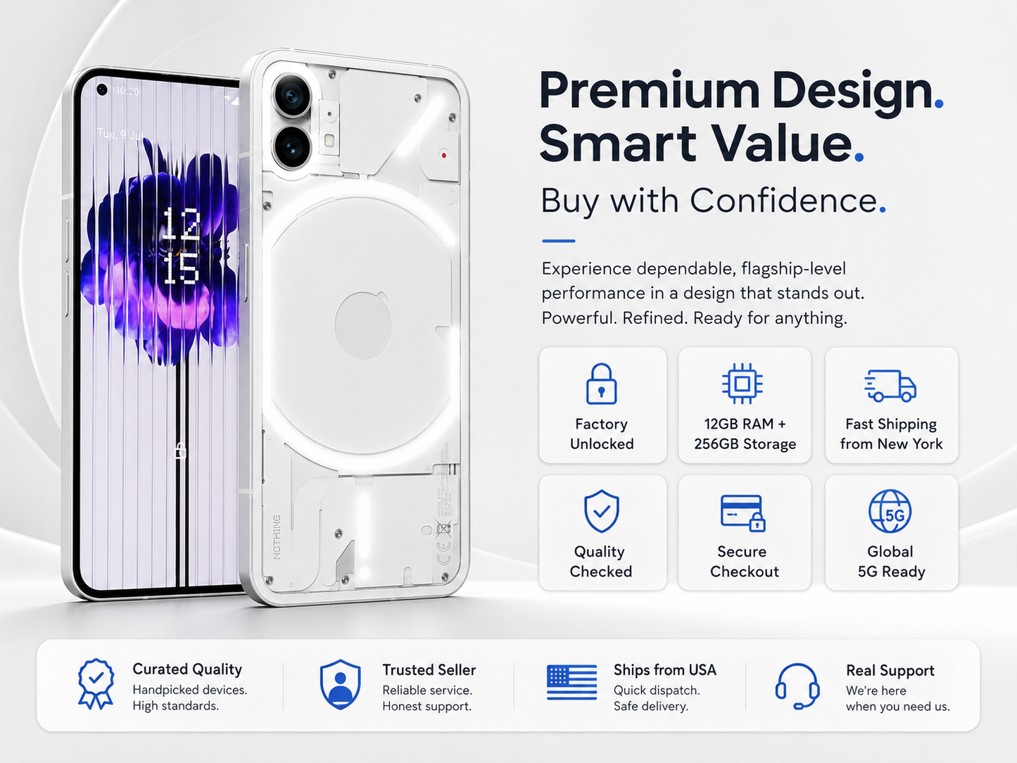 Nothing Phone 2 5G Dual SIM 256GB ROM 12GB RAM GSM Unlocked – White