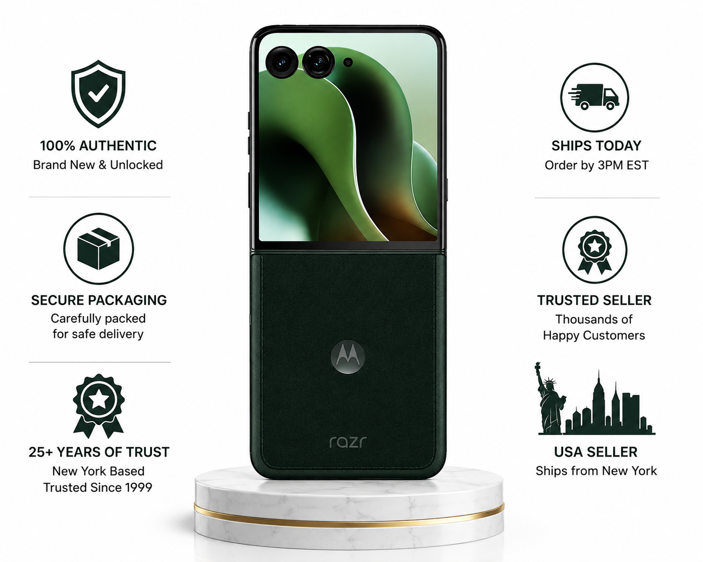 Motorola Razr 60 Ultra 5G foldable phone with front and dark back panel