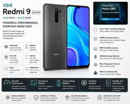 Dual-SIM smartphone with 6.53in dot-drop display, rear camera module and flash