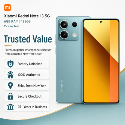 Xiaomi Redmi Note 13 5G 128GB ROM 6GB RAM Dual SIM GSM Unlocked - Ocean Teal
