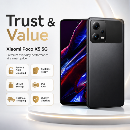 Xiaomi Poco X5 5G, Dual SIM, 256GB ROM 8GB RAM GSM Unlocked - Black