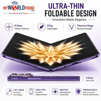 Honor Magic V2 Standard Edition 5G Dual SIM 512GB ROM 16GB RAM GSM Unlocked - Purple