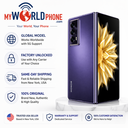 Honor Magic V2 Standard Edition 5G Dual SIM 512GB ROM 16GB RAM GSM Unlocked - Purple