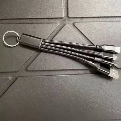 3-in-1 Short Charging Cable for iPhone, USB-C & Micro-USB – 8-Inch Keychain Cord