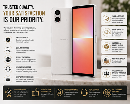 Silver Xperia 5 V phone, front display and rear dual-camera module shown