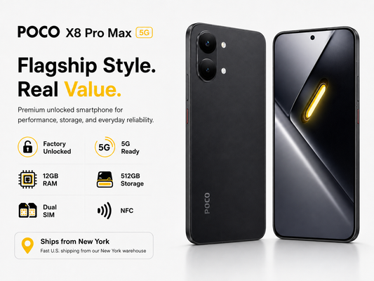 Xiaomi Poco X8 PRO MAX 5G 512GB ROM 12GB RAM Dual SIM GSM Unlocked - Black