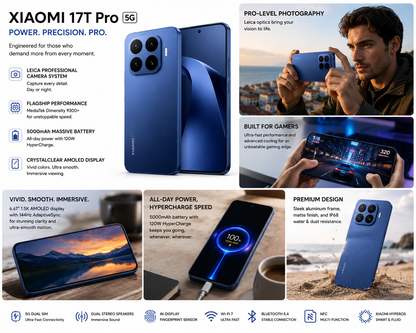 XIAOMI 17T PRO 5G 256GB ROM 12GB RAM Dual SIM GSM Unlocked - Blue