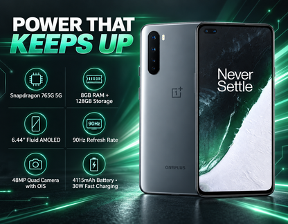 OnePlus Nord 5G AC2003 Dual SIM 128GB 8GB RAM GSM Unlocked - Gray Onyx